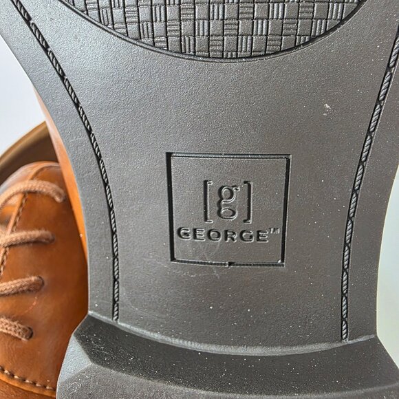 George Casual Dress Oxfords Shoes Memory Foam Men's Size 11 Brown Tommyy Lace-Up - Picture 9 of 9